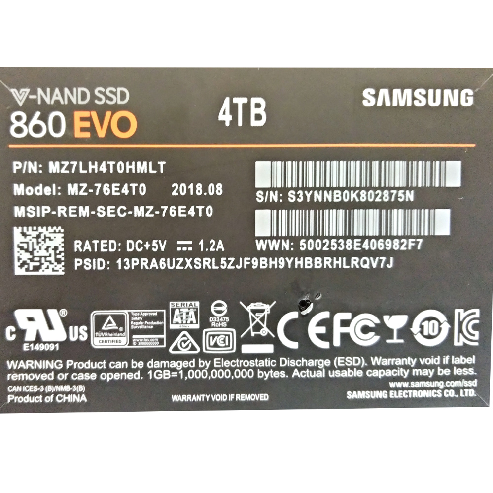 Samsung 860 EVO 4TB SATA 6GB/s 2.5