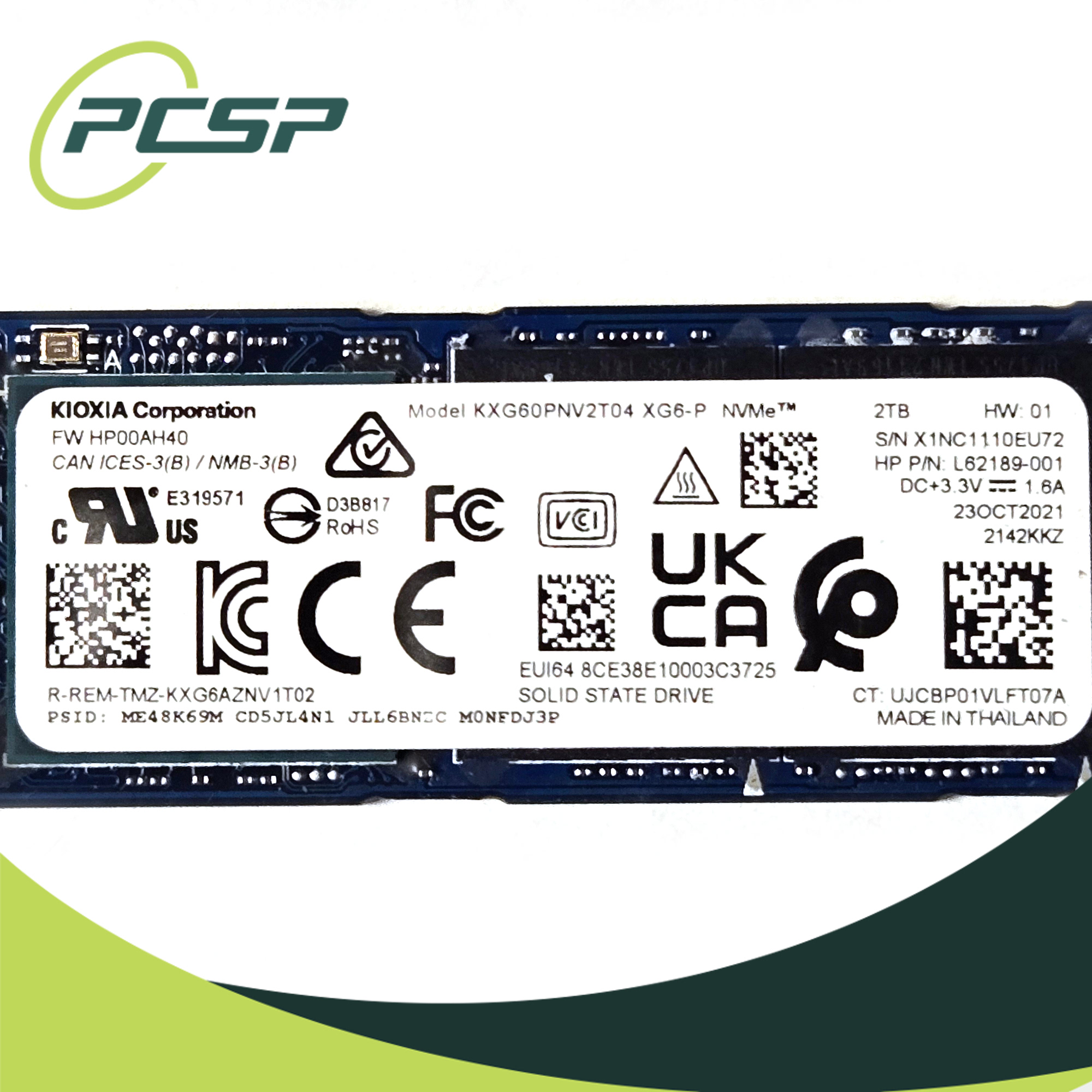 HP KIOXIA KXG60PNV2T04 XG6-P 2TB NVMe 2280 M.2 PCIe Gen3x4 SSD